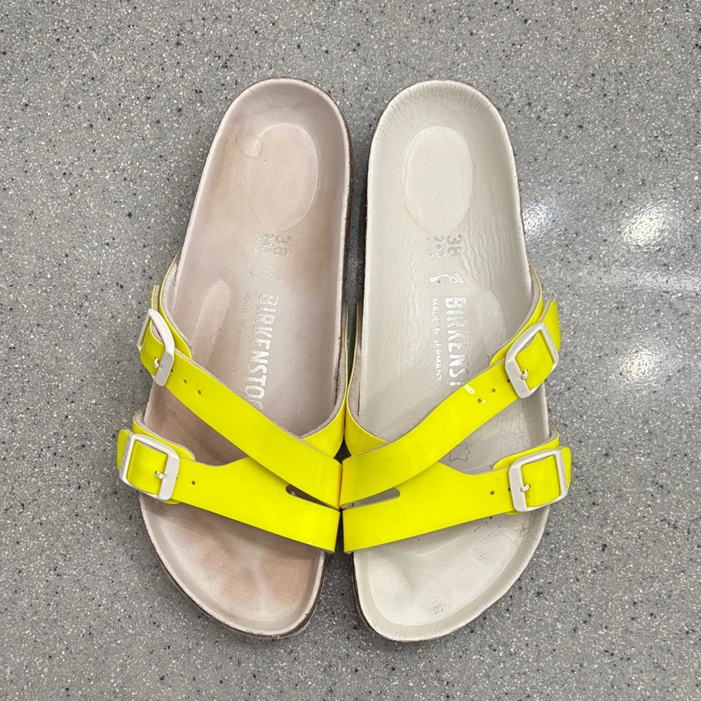 Birkenstock Bright Yellow Sandals with Cream Footbed